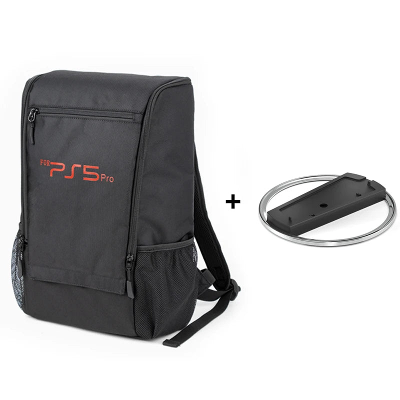 Mochila de transporte para PS5 Slim / PS5 Pro, bolsa duradera y cómoda de gran capacidad para consola con lector de discos/digital y accesorios
