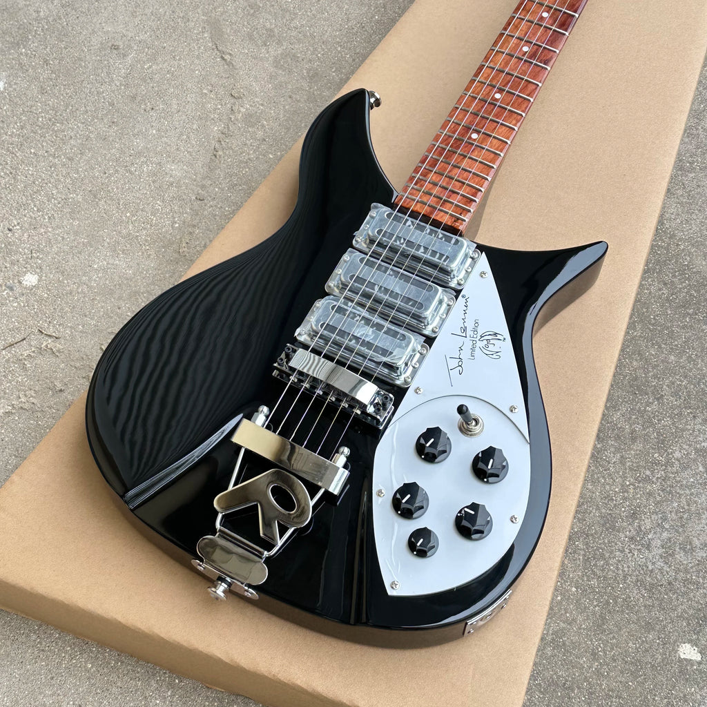 Guitarra eléctrica Johnlennon modelo 325, color negro, 3 mini pastillas, guitarra de alta calidad, en stock, envío rápido