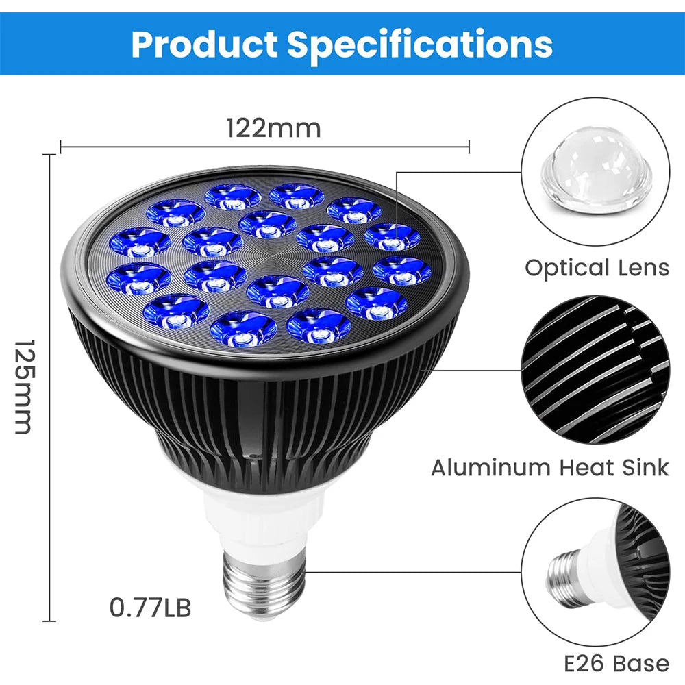 Lámpara de terapia de bronceado con luz azul de 18 LED, 460nm, para el cuidado de la piel de la cara y el cuerpo, eliminación de manchas de acné, dispositivo de fisioterapia, lámpara de belleza