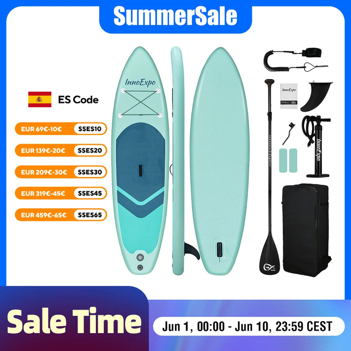 Tabla de Paddle Surf Inflable InnoExpo de 320-350 cm, Tabla de Surf SUP Antideslizante para Deportes Acuáticos con Accesorios
