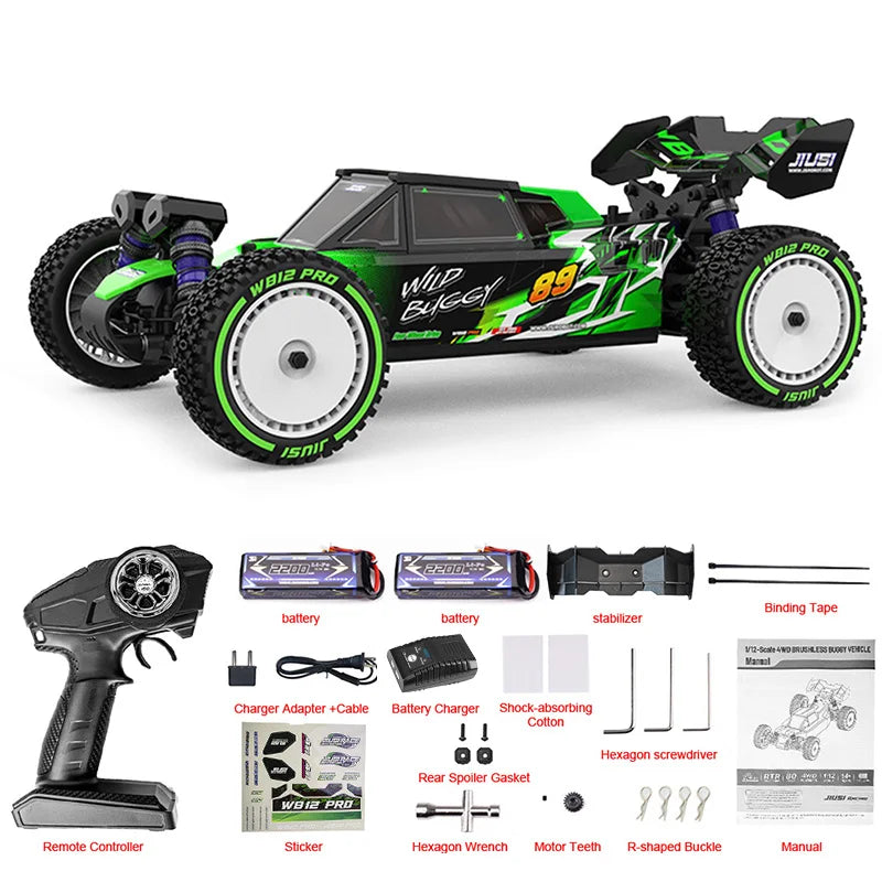 Coche de carreras JIUSI WB12 PRO 1/12 4WD 80 km/h sin escobillas, coche de control remoto 2.4G, coche todoterreno competitivo, vehículo para todo terreno