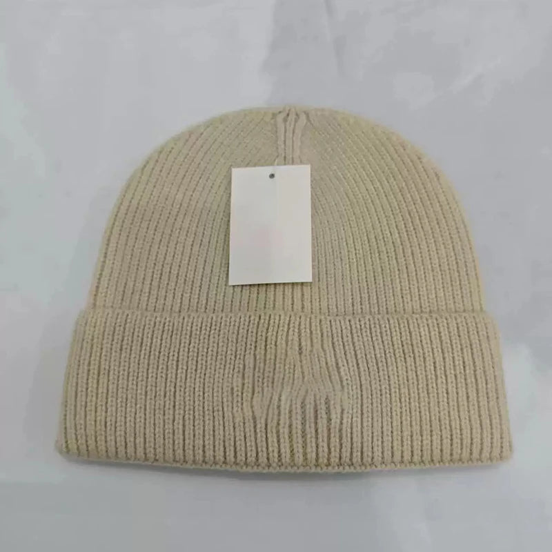 Gorro de punto con letras bordadas para otoño e invierno, moderno y versátil, gorro de lana cálido.