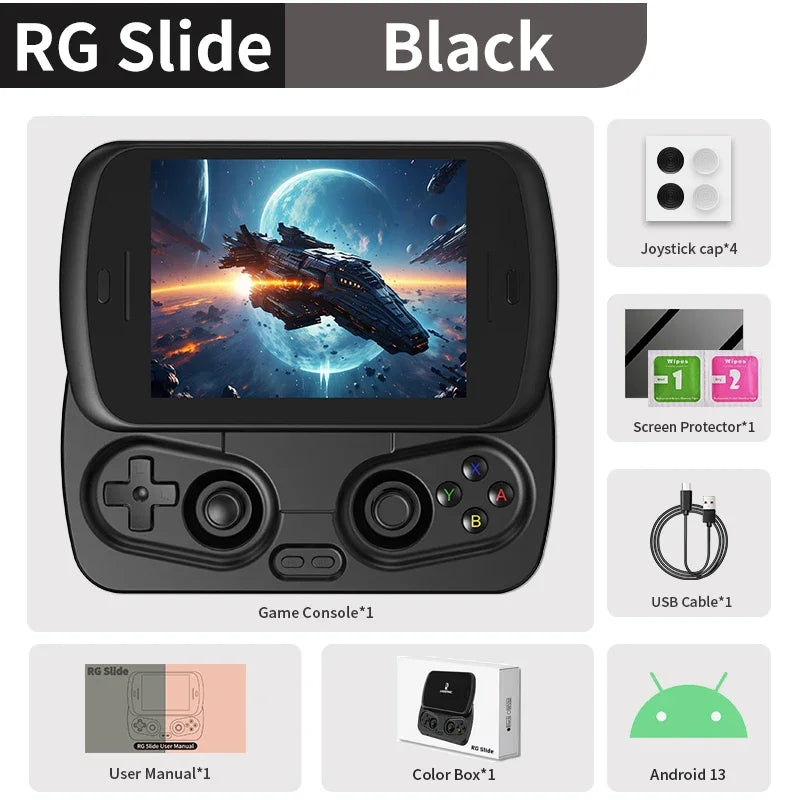 Consola de juegos portátil Anbernic RG Slide con Android, pantalla LTPS In-Cell de 4.7", joystick capacitivo, WIFI, Bluetooth y reproductor de videojuegos