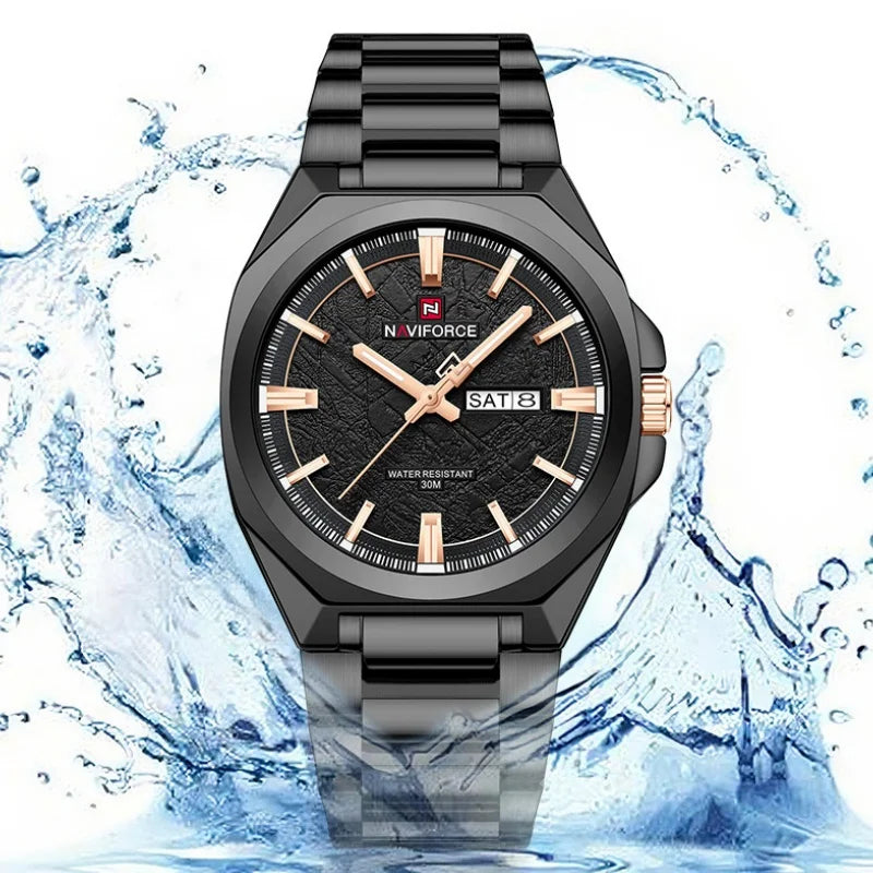 Reloj NAVIFORCE nuevo para hombre, resistente al agua 3ATM, cuarzo, luminoso, con fecha, acero inoxidable, para actividades al aire libre y negocios, modelo 2026