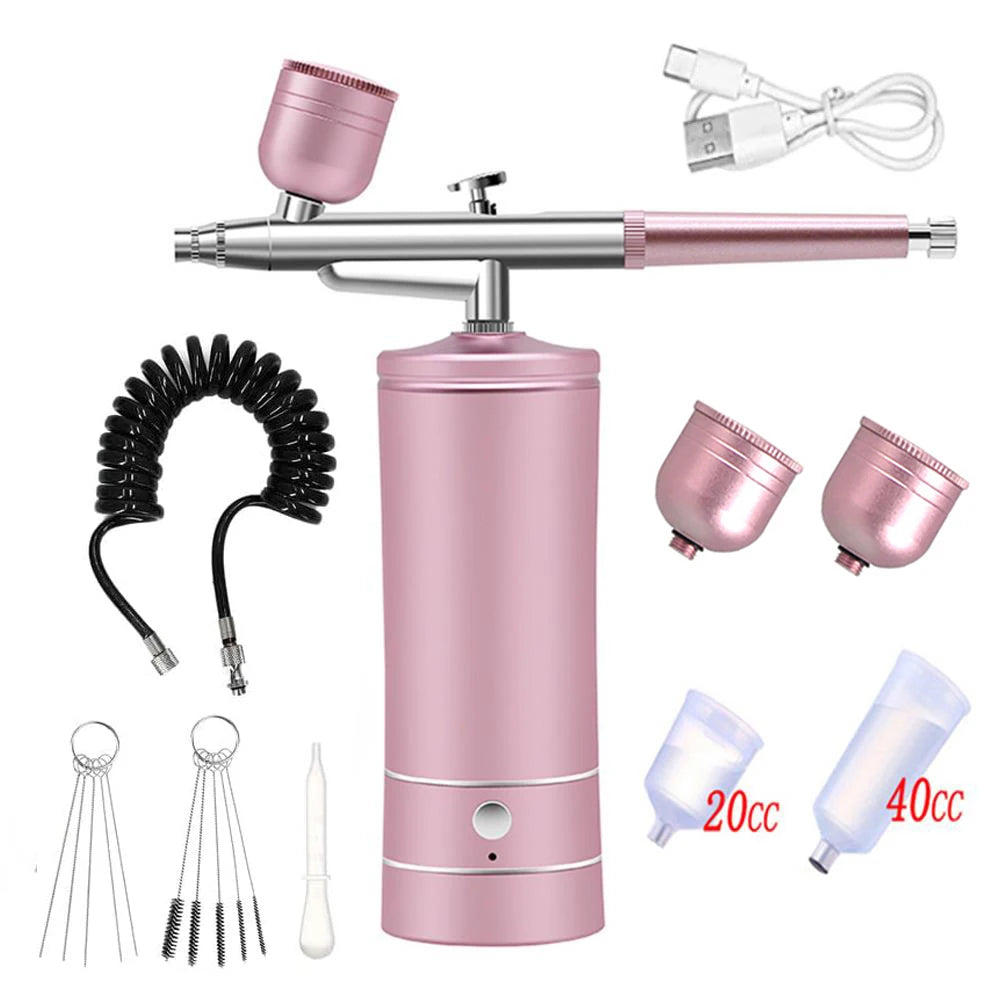 Kit de pintura para decoración de uñas con aerógrafo, Mini aerógrafo con compresor para pintura de pasteles y uñas, pistola pulverizadora manual portátil, aerógrafo para uñas