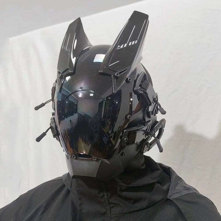 Máscara Cyber punk LED peinado trenza Halloween Navidad juego de rol casco fiesta regalo para adultos ﻿