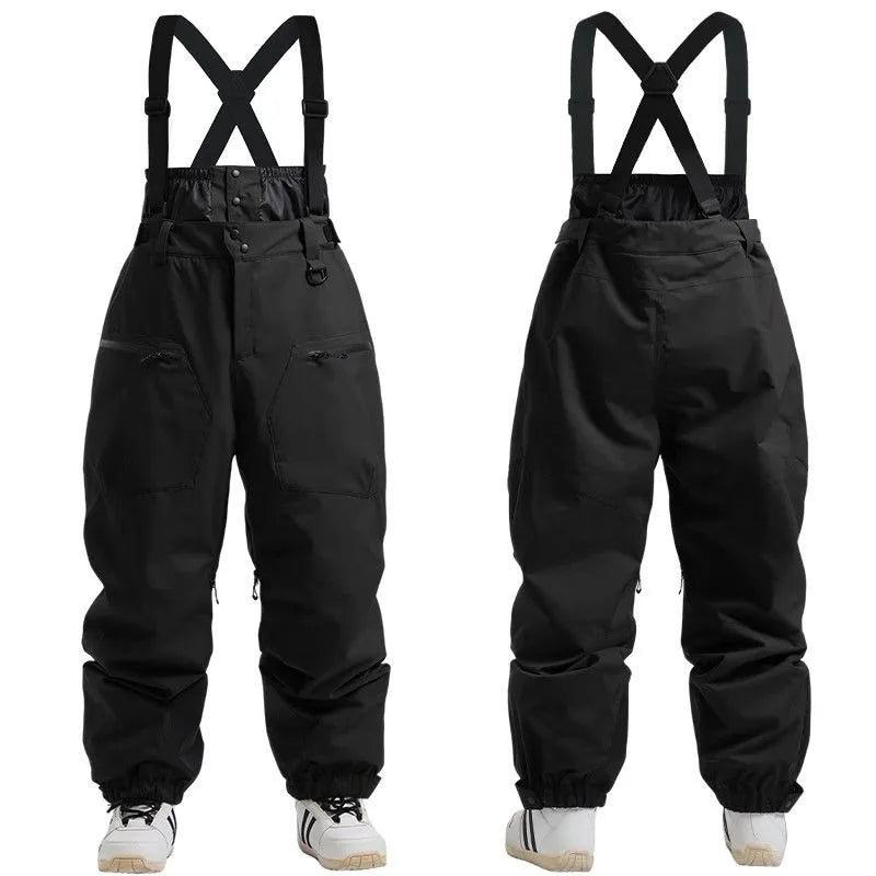 Pantalones de esquí con tirantes, unisex, para actividades al aire libre, resistentes al viento y a la nieve, cálidos, ideales para practicar snowboard, para hombres y mujeres, para esquí y deportes de invierno.