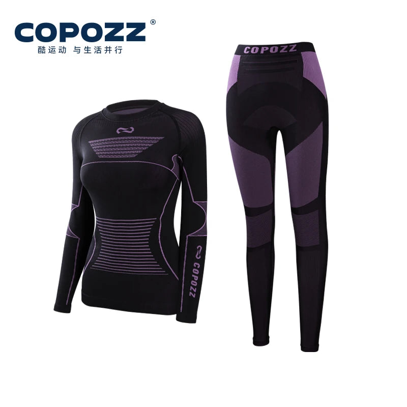 COPOZZ-Conjuntos de ropa interior térmica de esquí para hombre y mujer, chándal deportivo de secado rápido, ejercicio físico, camisas ajustadas, chaquetas, trajes deportivos