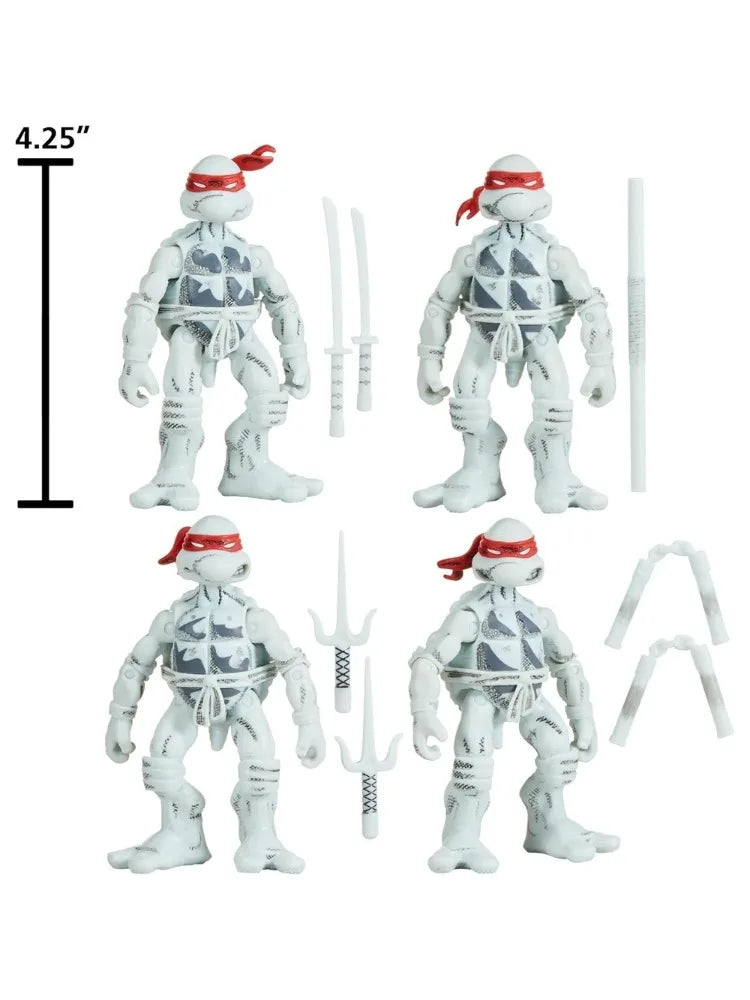Tortugas Ninja: Edición 40 Aniversario, set de cuatro figuras de acción, figuras articuladas de 10.8 cm, incluye un juego de accesorios