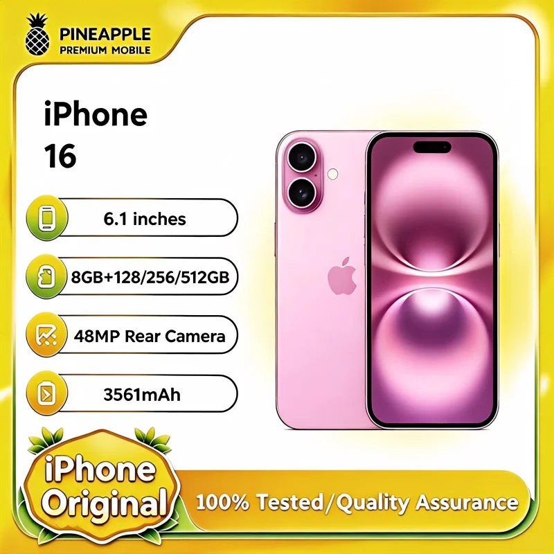 iPhone 16 original, 6.1" Super Retina XDR OLED, 128/256 GB ROM, 6 GB RAM, Face ID, NFC, A18, desbloqueado, versiones EE. UU. y China, 5G, teléfono móvil iPhone 16