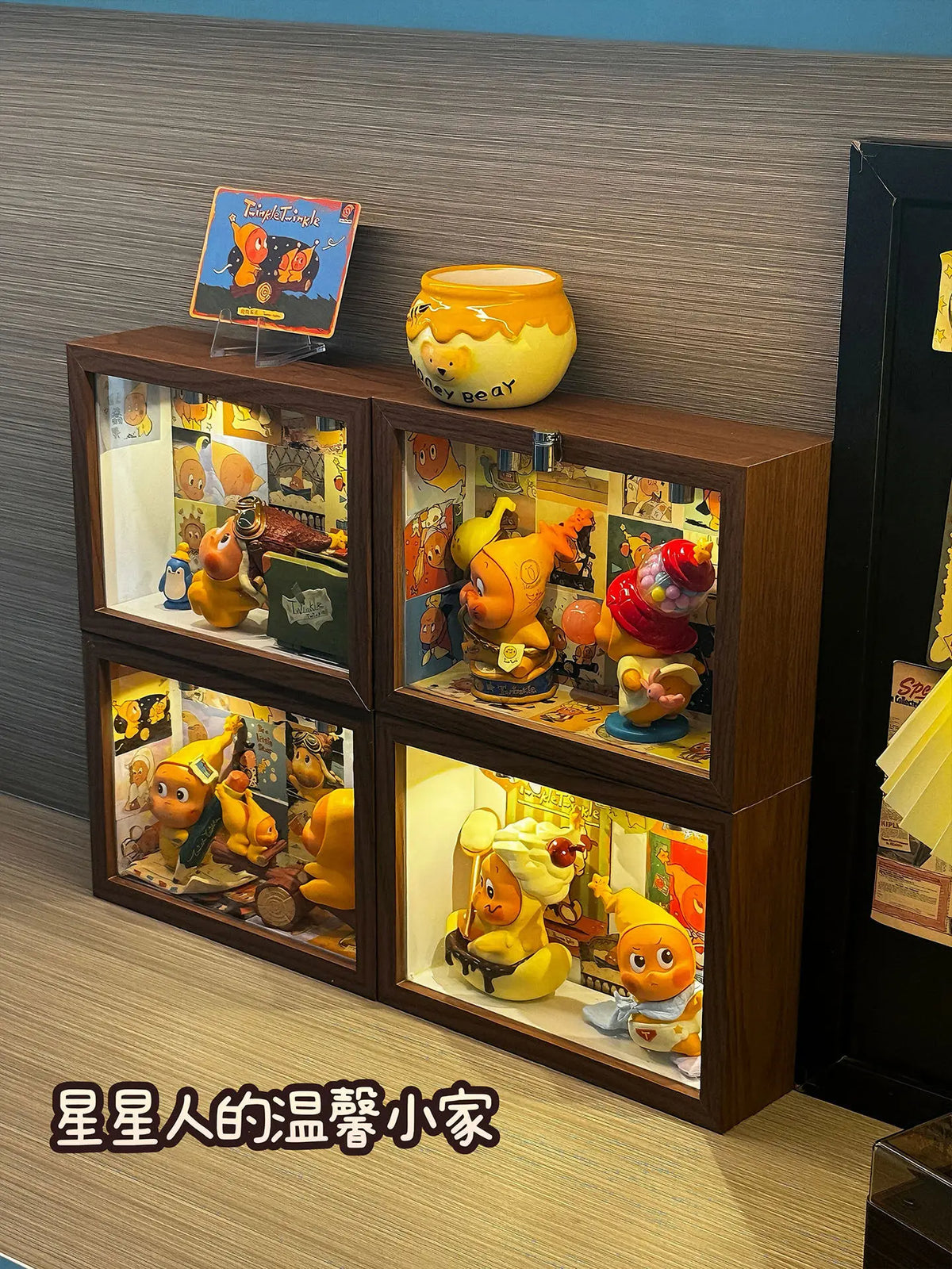 Vitrina de acrílico Twinkle Twinkle Labubu para cajas ciegas, organizador de almacenamiento, soporte tipo diorama o caja de sombra para figuras y coleccionables