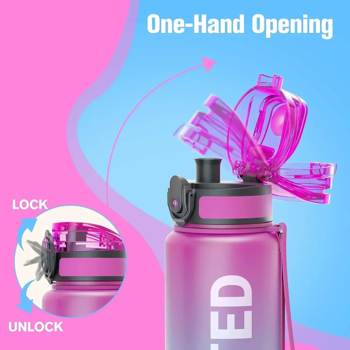 Botella de agua de 32oz, botella de agua deportiva motivacional, botellas para beber a prueba de fugas, hervidor de viaje para deportes al aire libre, botella de agua potable