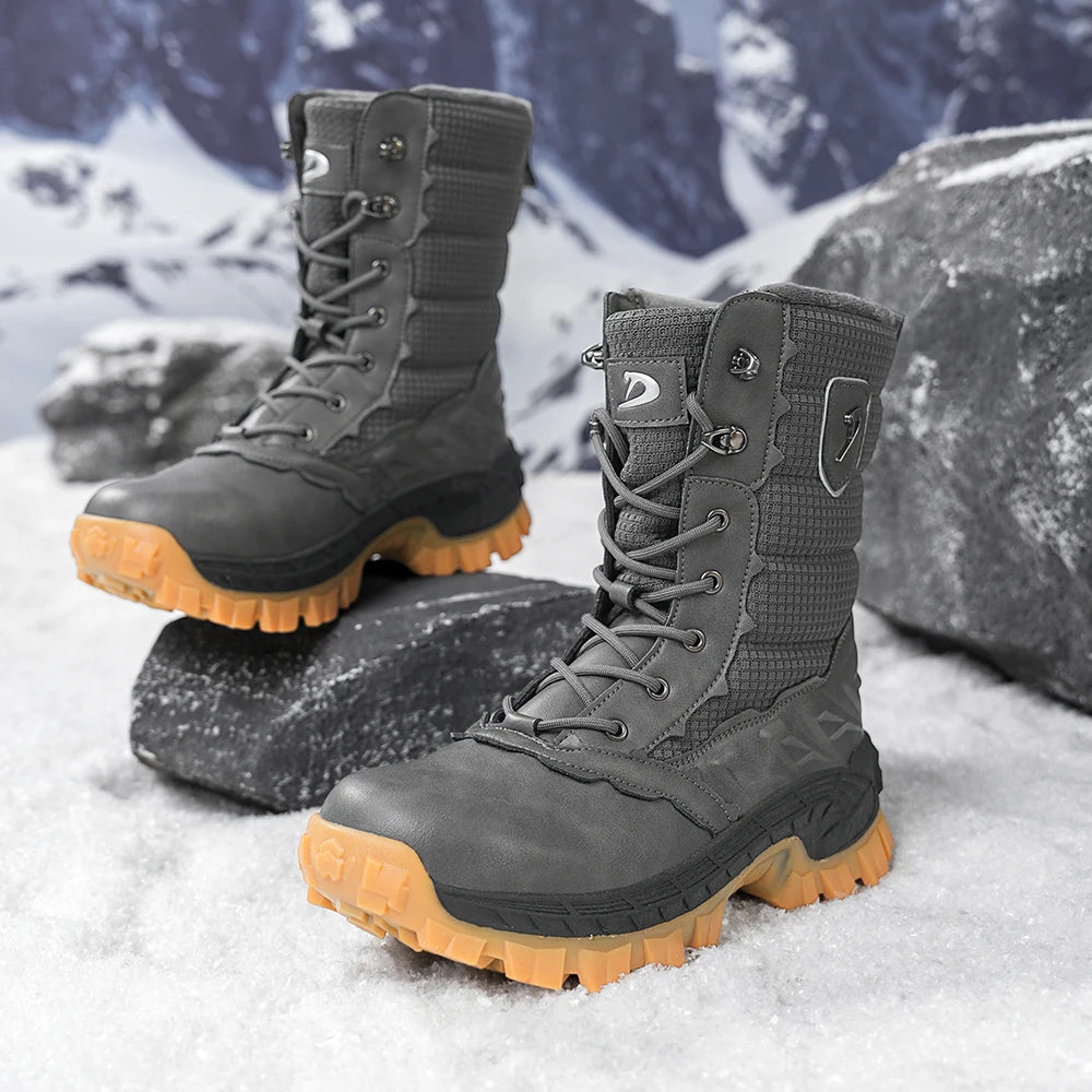 Botas de Nieve para Hombre, Impermeables, Aisladas, para Senderismo, con Cuello de Punto Cálido, Suela de Goma Antideslizante, C