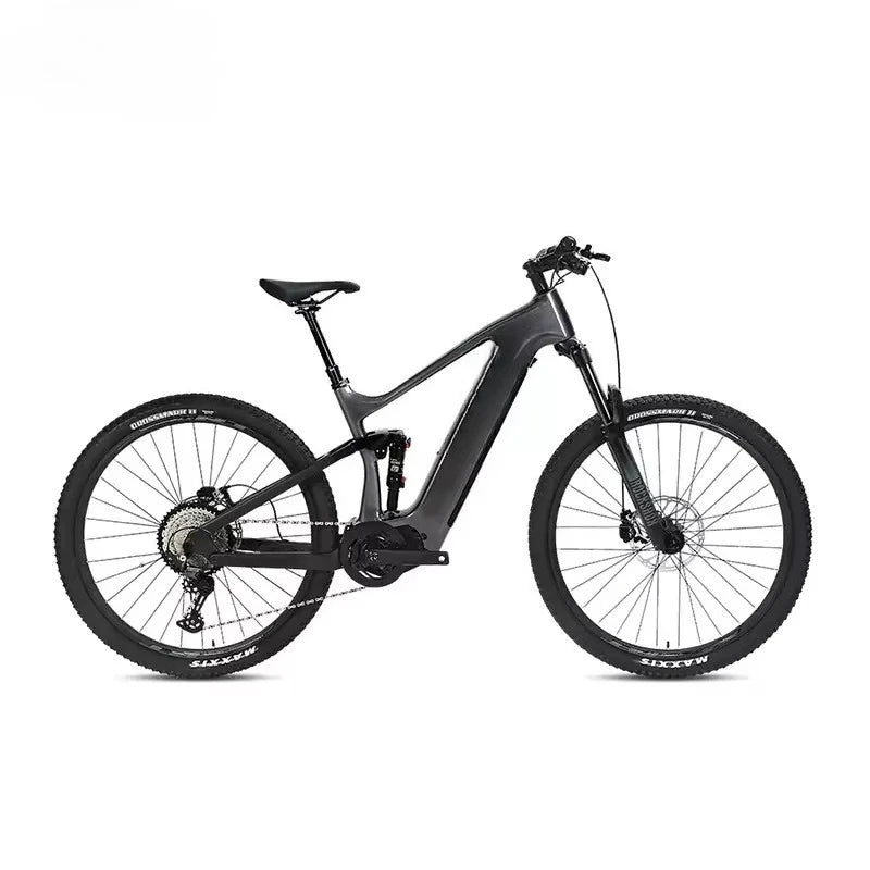 Bicicleta de montaña eléctrica todoterreno de alta potencia, 48V 500W, motor central de 12 velocidades, batería de litio integrada de 15AH 720Wh, cuadro de fibra de carbono