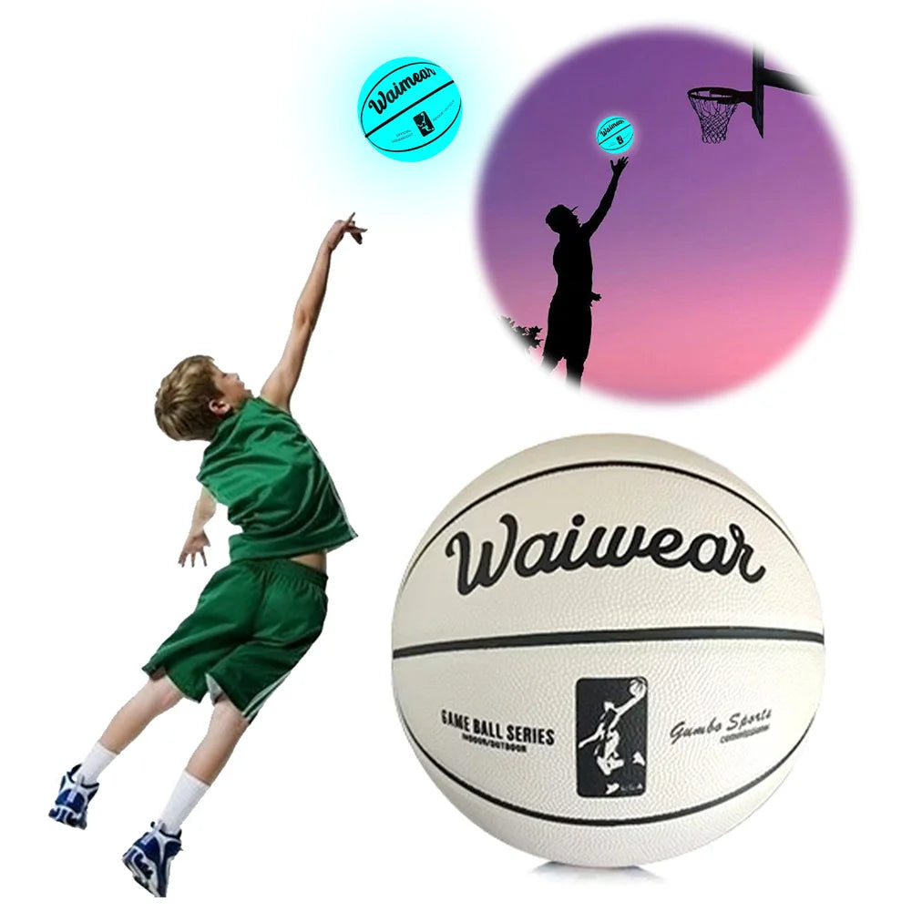 Balón de Baloncesto Luminoso Tamaño 7, Balón de Baloncesto que Brilla en la Oscuridad para Juegos Nocturnos, Regalo para Niños y Adolescentes