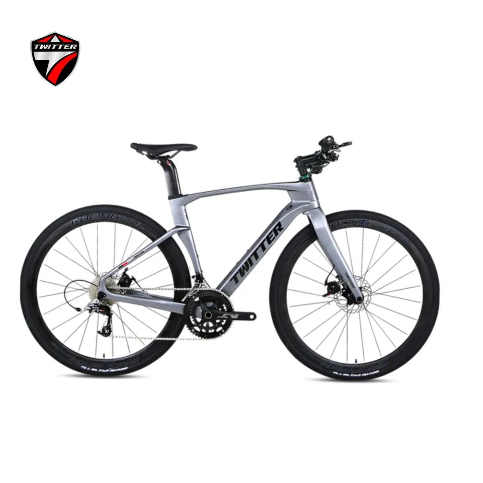 TWITTER V3Pro Transmisión electrónica SENTYEH ES800-13S Bicicleta de gravel de fibra de carbono con manillar plano y freno de disco hidráulico