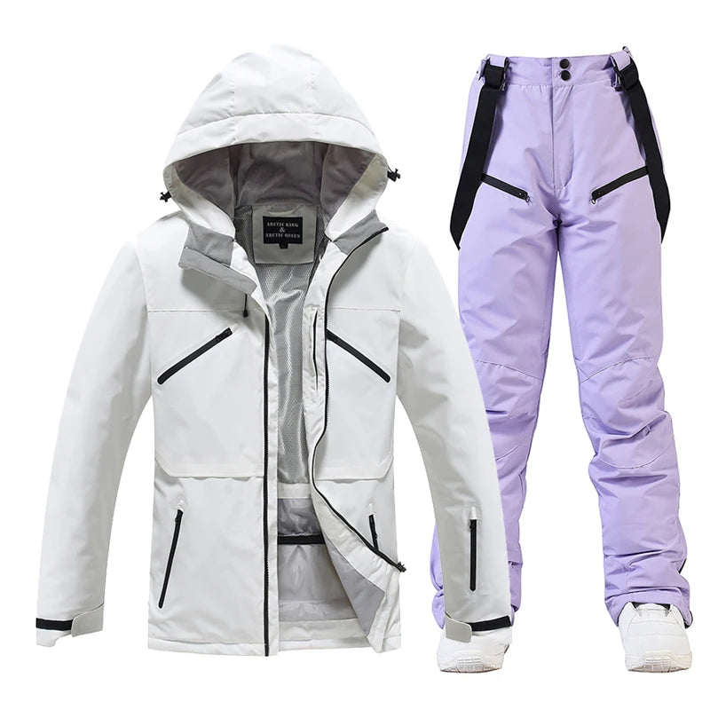 Conjunto de traje de esquí impermeable para hombre y mujer, traje de nieve, conjunto de chaqueta y pantalón de esquí, ropa de exterior, snowboard, en general