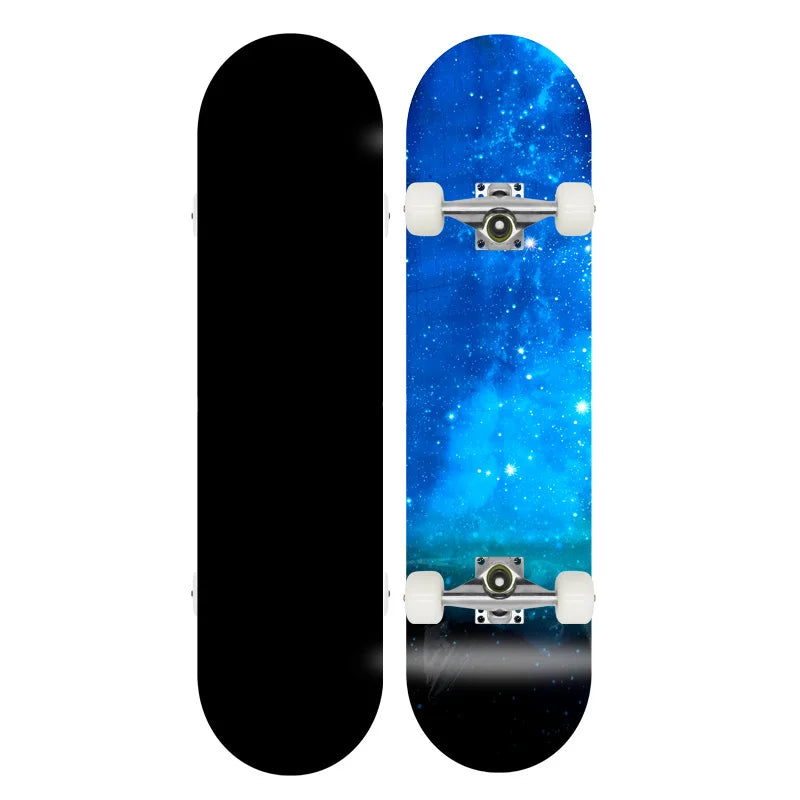 Patineta Profesional de Madera de Arce para Trucos de Doble Kick, Skateboarding Urbano, 80 cm, Ejes de Aluminio, Ruedas de PU Suaves, Patineta Completa