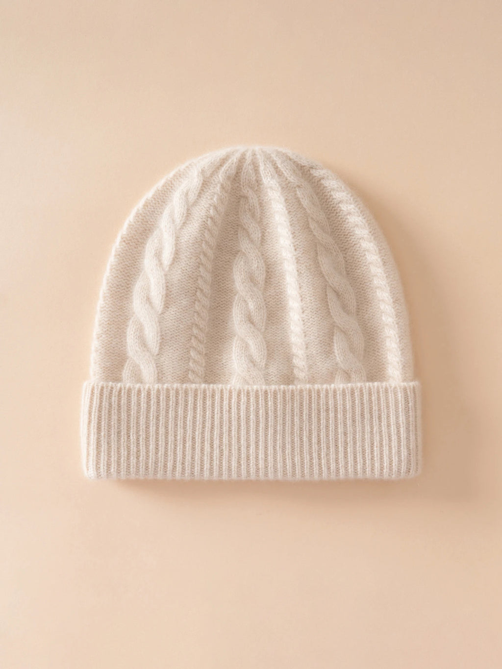 Gorro de punto trenzado 100% cachemira pura para mujer y hombre, suave y cálido para invierno, gorro clásico con puño acanalado, gorro unisex con puño plegado clásico