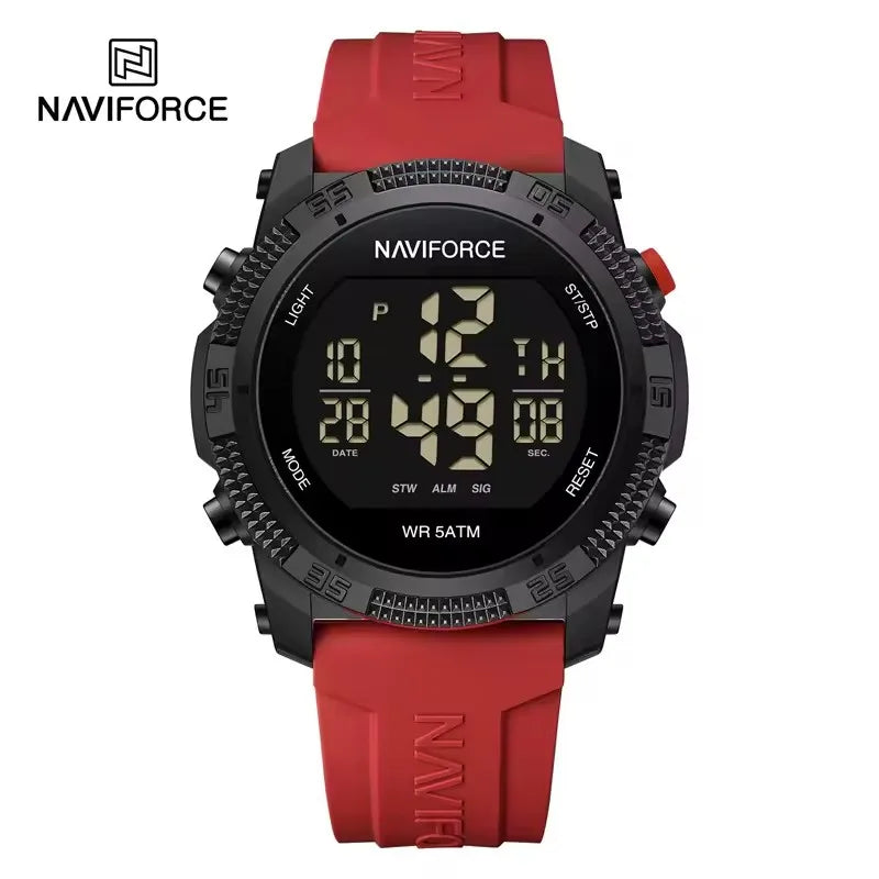 Reloj digital deportivo NAVIFORCE 7104 para hombre, estilo casual, electrónico, con calendario, luminoso, resistente al agua y correa de silicona