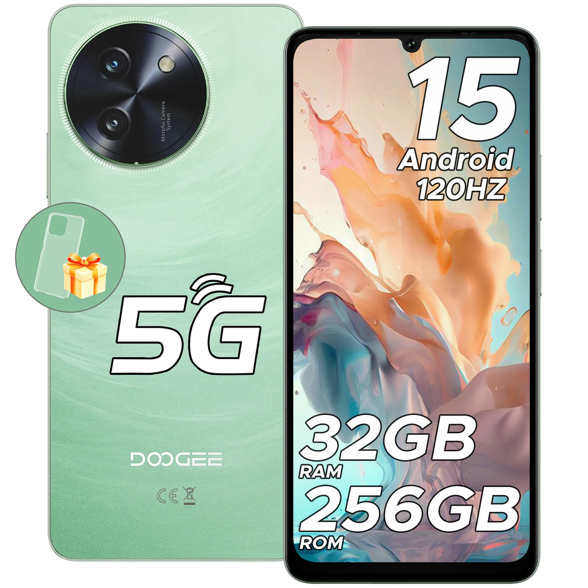 Smartphone DOOGEE Note59 Pro 5G 32GB 256GB 6.75" HD+ 120Hz UNISOC T8200 Batería 6250mAh NFC Android15 Teléfono móvil