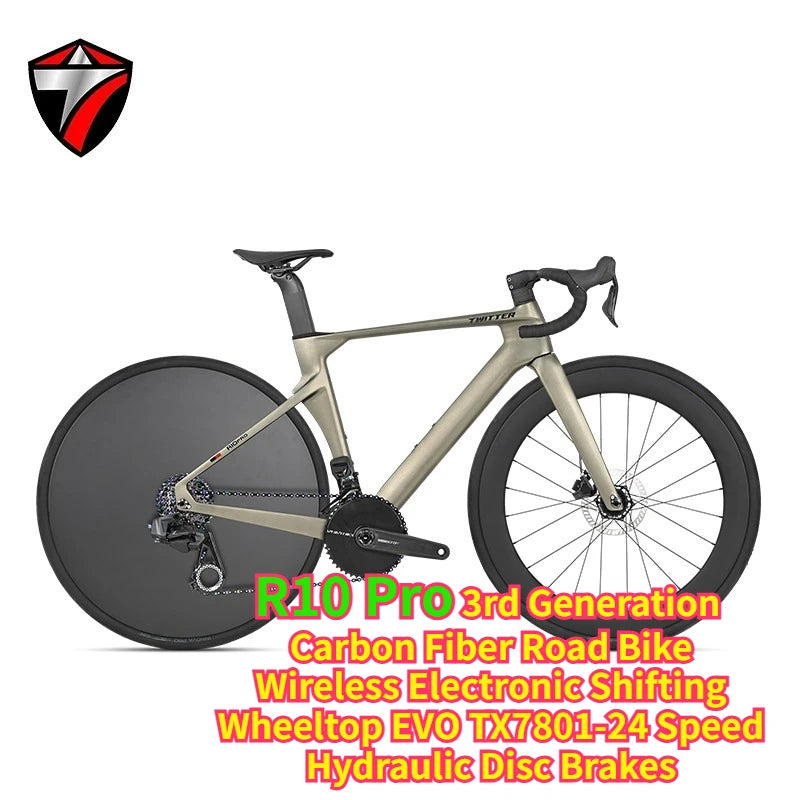Bicicleta de carretera de carbono TWITTER R10pro, transmisión electrónica EVO TX-24S, transmisión mecánica 105R7120-24S.