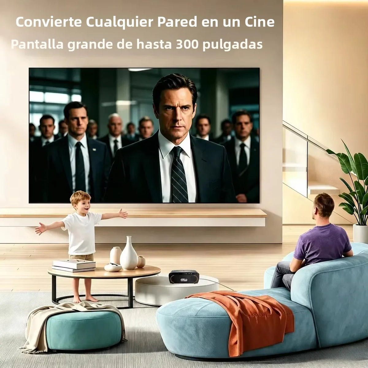 Proyector S7 4K Ultra 4200ANSI HD Android 14 Google TV para Cine en Casa, WiFi6, Enfoque Automático, Altavoces Dobles, Proyector de Películas para Día