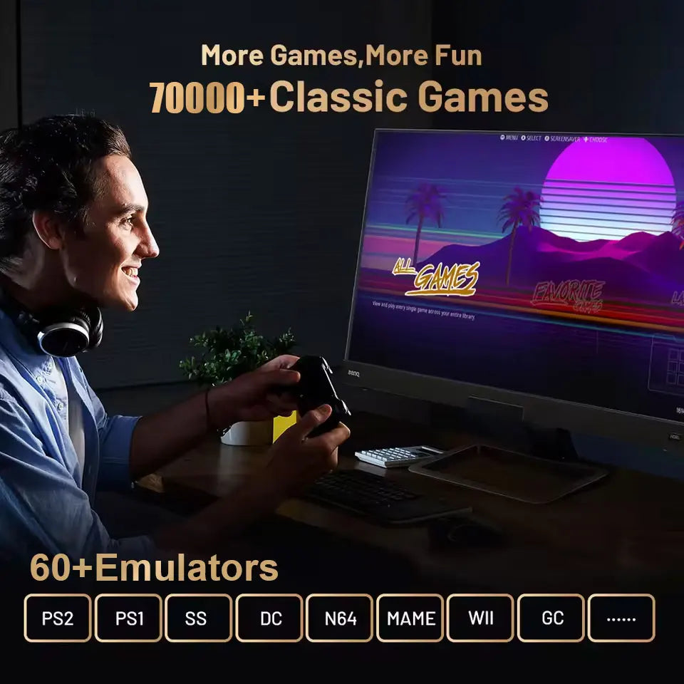 Consola de Juegos Retro X2 Intel I3-3110M 1TB 70,000+ Juegos 60+ Emuladores 4K HD TV Controles Inalámbricos