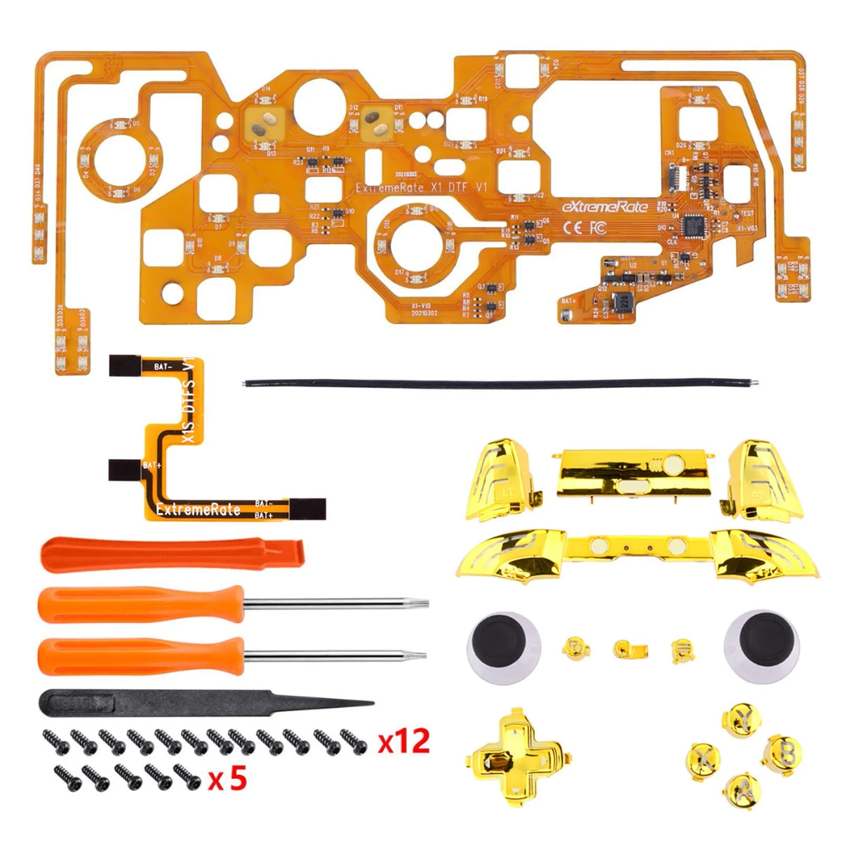 Kit de LED eXtremeRate Luminated DTFS (DTF 2.0) para mando Xbox One S/X, con sticks analógicos y botones de símbolos clásicos