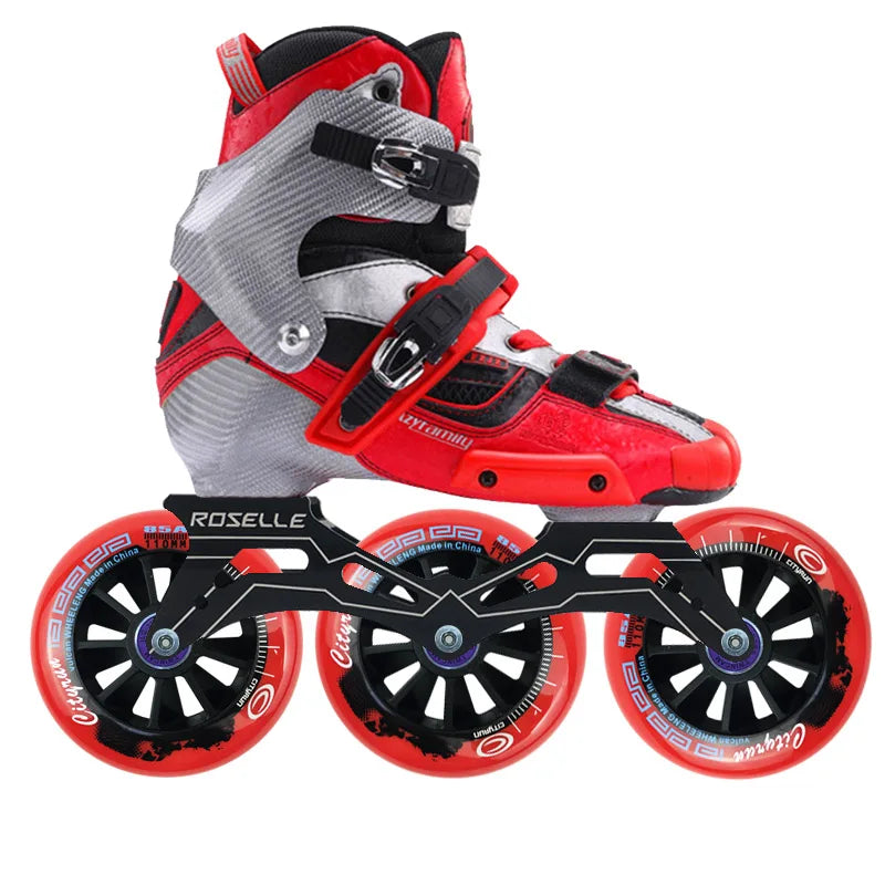 Patines de ruedas de velocidad en línea de fibra de carbono originales CRAZY con ruedas de 3x110mm 85A, zapatos de patinaje profesionales para niños y adultos