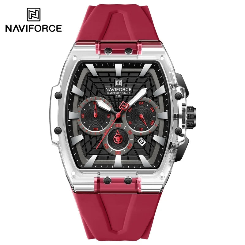 Reloj cronógrafo multifuncional para hombre NAVIFORCE NF6113, con calendario, segundero, luminoso, resistente al agua y correa de silicona