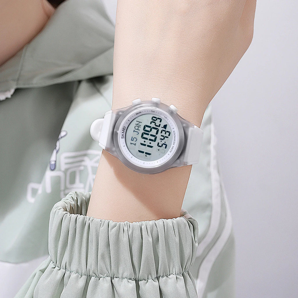Reloj Skmei para oración con brújula Qibla, alarma Adhan, calendario Hijri, luz de fondo, reloj islámico para hombre, modelo 1981