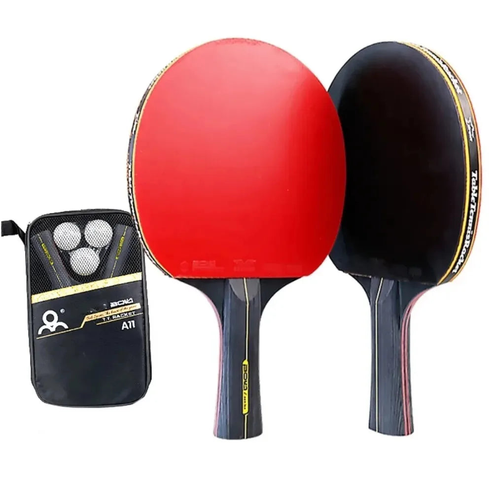 Juego Profesional de 2 Raquetas de Tenis de Mesa de 6 Estrellas, Raqueta de Ping Pong con Goma de Púas Internas, Hoja de Alta Calidad con Bolsa de Transporte