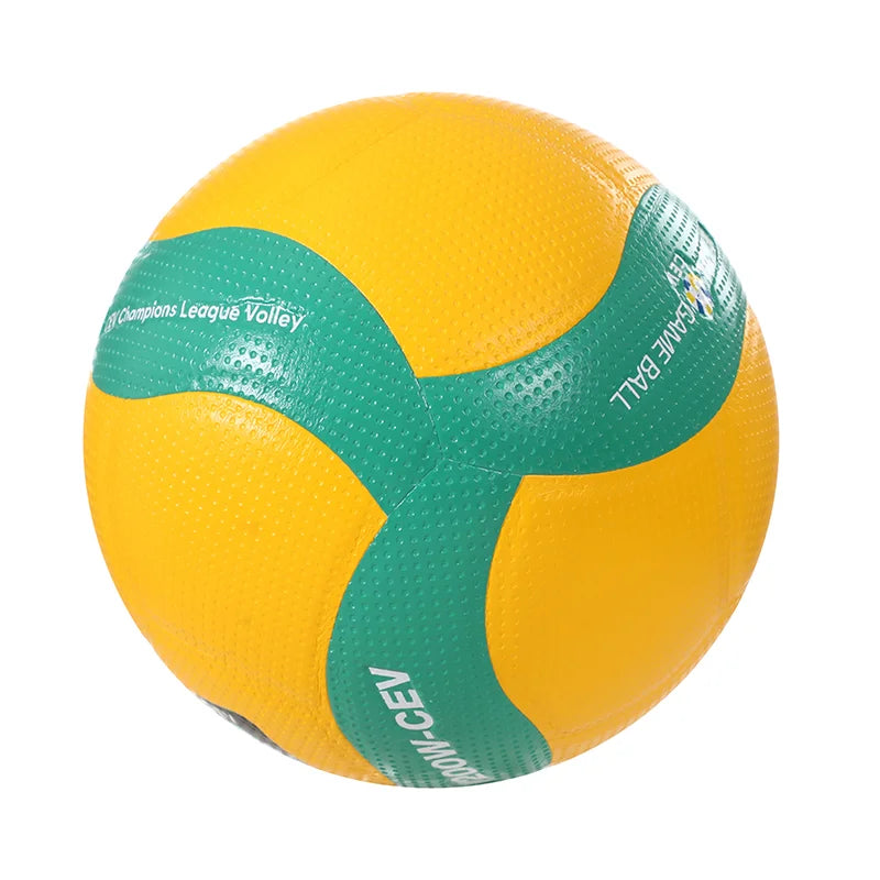 Balón de Voleibol V200W Azul Amarillo Talla 5, Balón de Voleibol de PU de Alta Gama con Pegamento Caliente para Adolescentes y Adultos, para Interiores y Exteriores