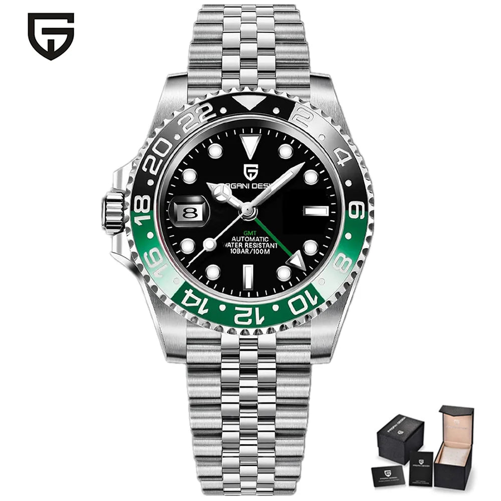 Nuevo reloj mecánico automático para hombre Pagani Design V2 de 40 mm, reloj GMT de acero inoxidable con cristal de zafiro, reloj deportivo de marca superior para hombre