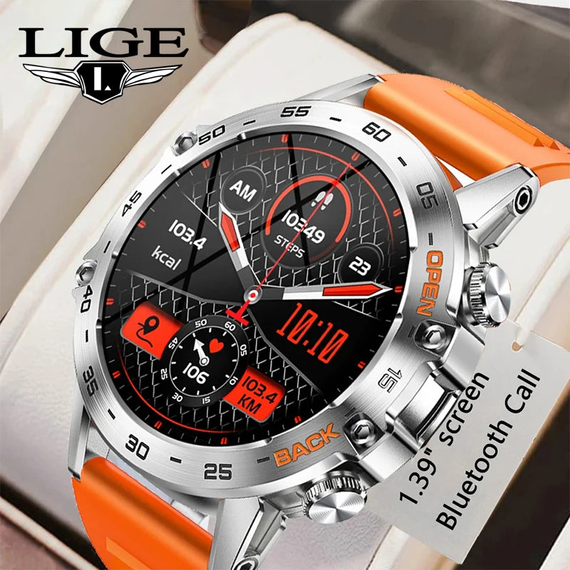 Reloj inteligente LIGE de 1.39", con llamadas Bluetooth, para deportes al aire libre, monitor de frecuencia cardíaca y salud, compatible con teléfonos Android e iOS