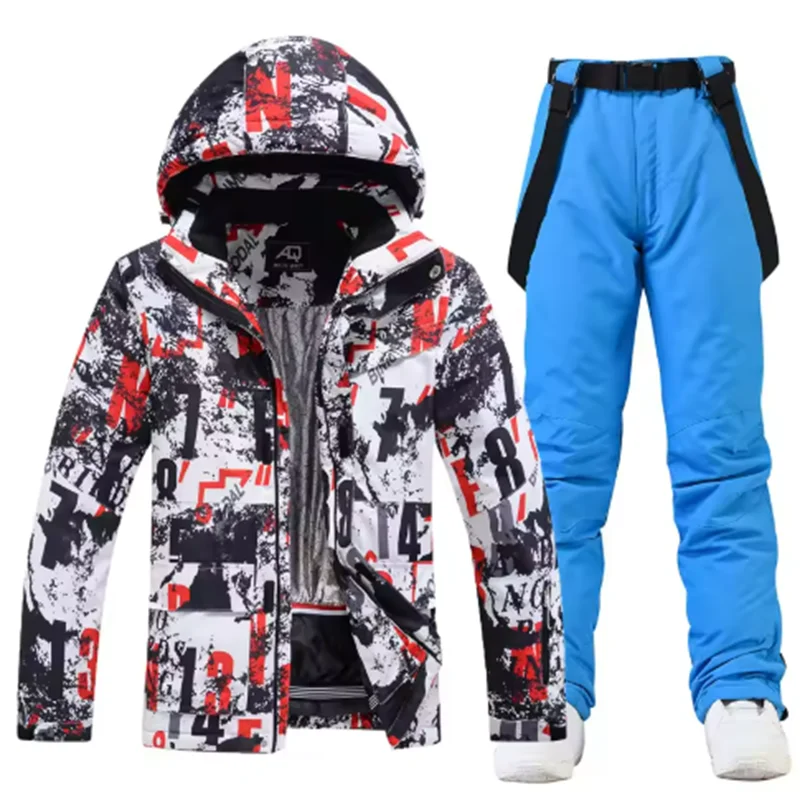 Traje de esquí colorido y cálido para hombre, ropa de snowboard, chaquetas de invierno, pantalones para hombre, ropa impermeable, disfraces de nieve,-30