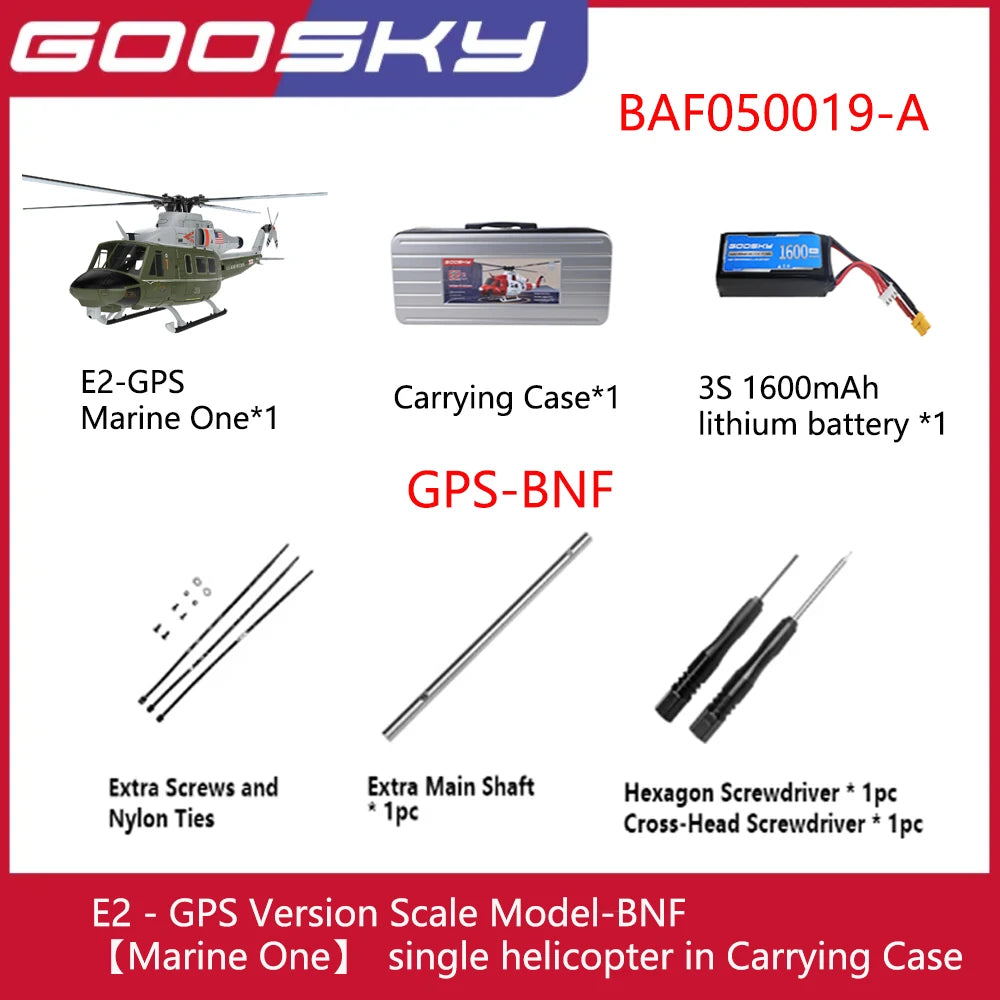 Nuevo Helicóptero RC GOOSKY E2 Marine One GPS 2026, Apariencia Militar, Estuche Portátil, Versión BNF/RTF