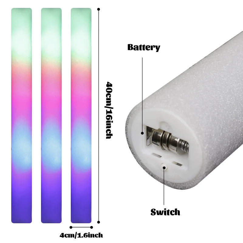 12/15/30/60 Uds. Barras luminosas LED a granel coloridas RGB barra de espuma brillante tubo de animación luz oscura para suministros de fiesta de boda de cumpleaños de Navidad