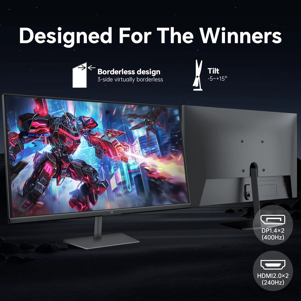 Monitor para juegos KTC de 24.5 pulgadas, 400Hz/240Hz |   IPS Rápido de 1ms |   Monitor FHD 1080P |   HDR 400 128% sRGB |   HDMI x2, DP x2 | Monitores VESA de 360Hz con Ajuste de Inclinación, Color Gris Plateado, H25X7