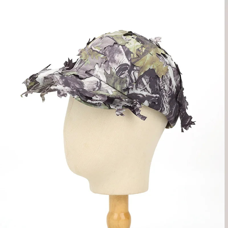 Gorra de béisbol de estilo americano con camuflaje biónico de hojas, sombrero de sol de ala curva para camuflaje en la selva, copa suave para entrenamiento al aire libre