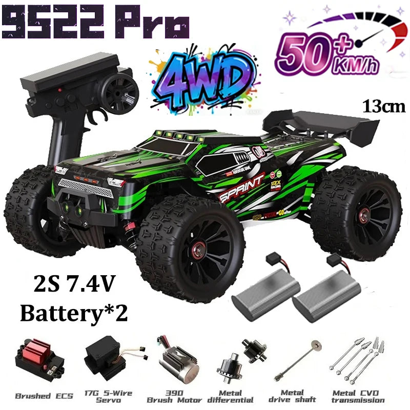 WLtoys 9522 Pro, Auto de Carreras Profesional a Escala 1:16, 85 Km/h, 4WD, Vehículo a Control Remoto sin Escobillas, Tipo Drifting Todoterreno