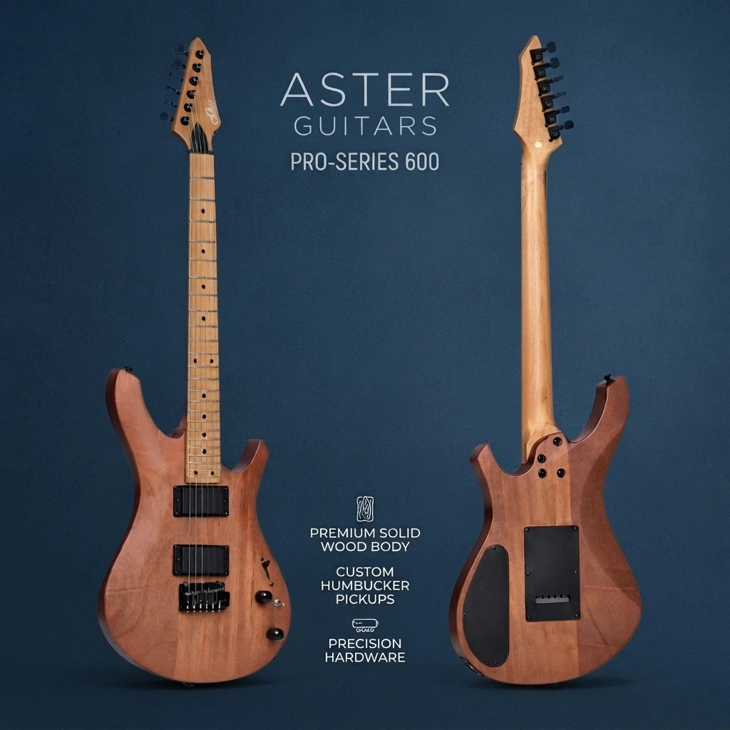 Guitarra eléctrica de estilo rock profesional con acabado brillante, 24 trastes, pastillas HH, herrajes cromados y 6 cuerdas, ideal para músicos que actúan en vivo.