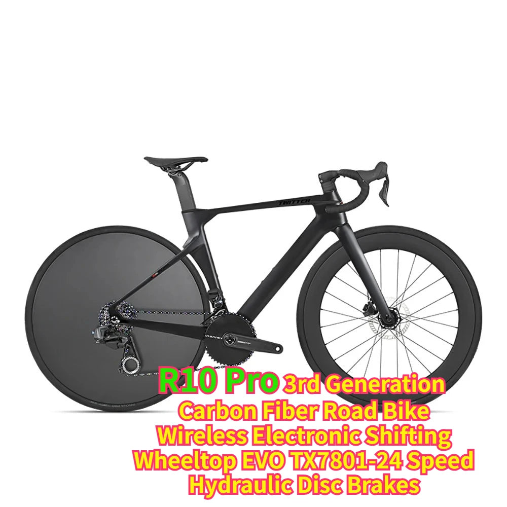 Bicicleta de carretera de carbono TWITTER R10pro, transmisión electrónica EVO TX-24S, transmisión mecánica 105R7120-24S.