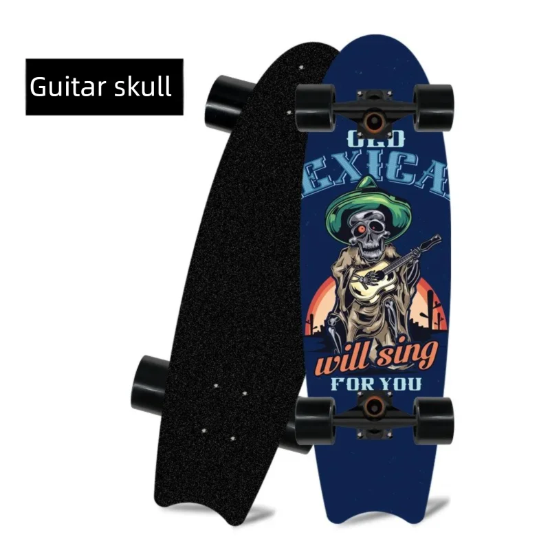 Patineta de madera de arce con cuatro ruedas y diseño de cola de pez, ideal para principiantes, para desplazarse y practicar patinaje urbano.