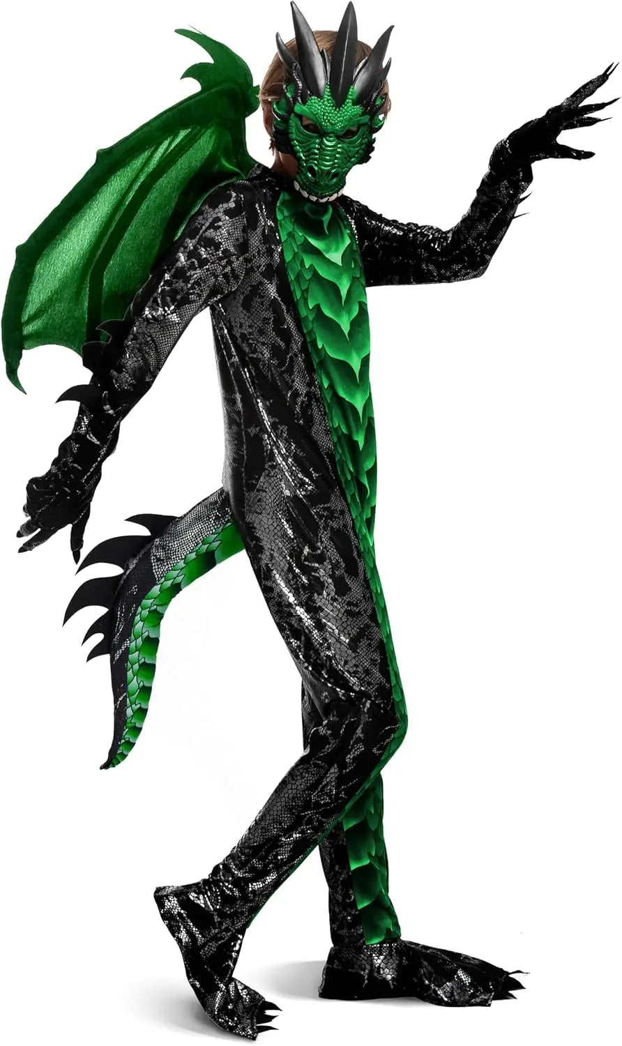 Disfraz de dragón para niños de Halloween de Sloosh Creations, juego de alas de dragón, cola y máscara para Halloween.