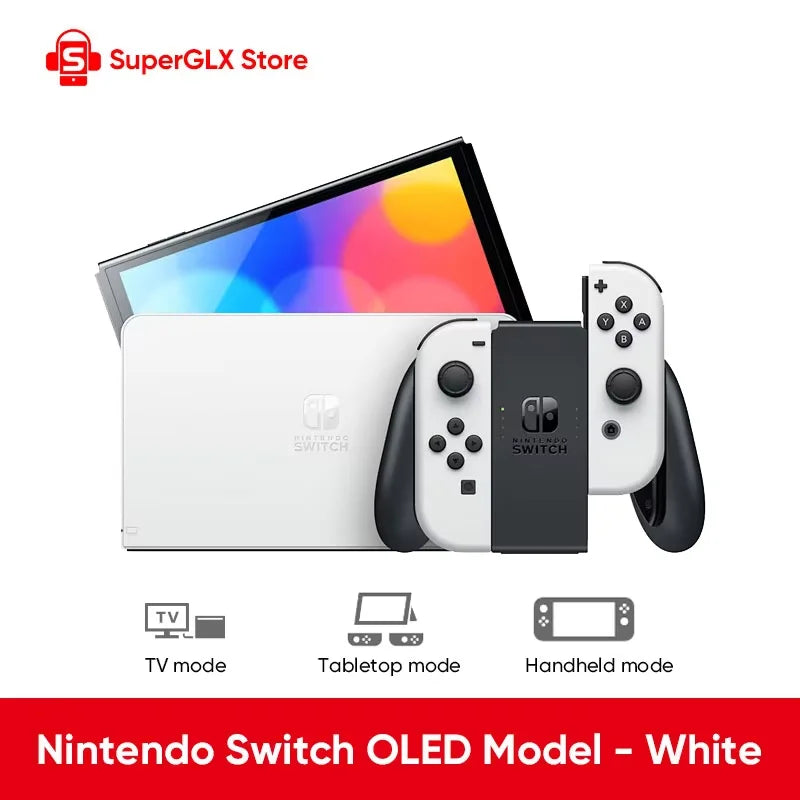 Original Nintendo Switch OLED Modelo Blanco set Vivid 7” Pantalla OLED Almacenamiento interno de 64 GB Soporte ancho ajustable