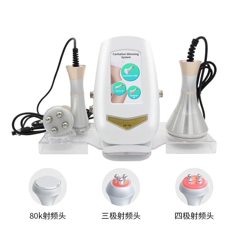 Equipo de Belleza 3 en 1 con Radiofrecuencia, Cavitación y Ultrasonido para Masajes de Relajación, Rejuvenecimiento y Moldeamiento de la Piel