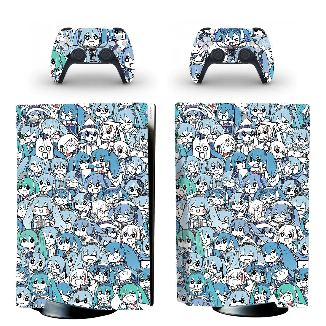 Pegatina adhesiva de vinilo con diseño de chica anime para consola y mando de PS5 versión con disco