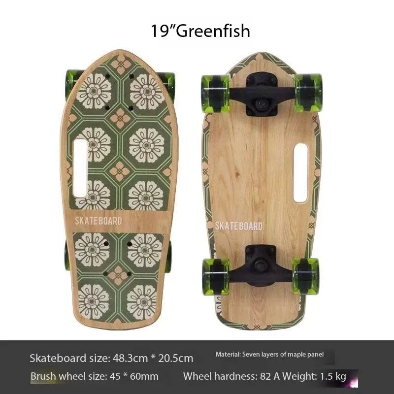 Mini monopatín portátil de 19 pulgadas, monopatín completo de arce, tabla de patín Drift Cruiser de alta velocidad para niños, adultos, principiantes, perro mascota